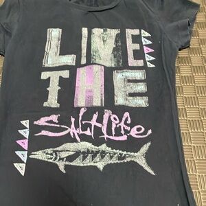 Live the salt life  blue fitted t shirt size medium juniors